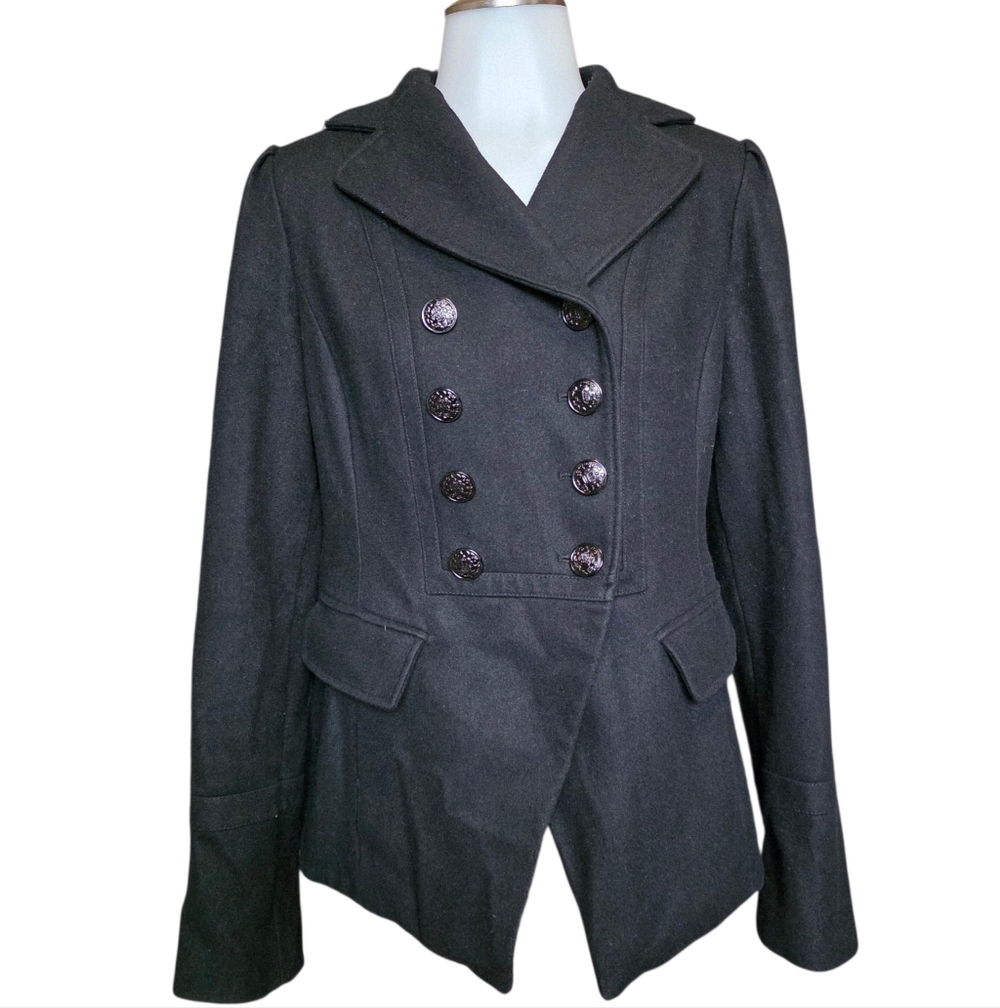 Women's Black Guess Peacoat Sz M Wool Blend